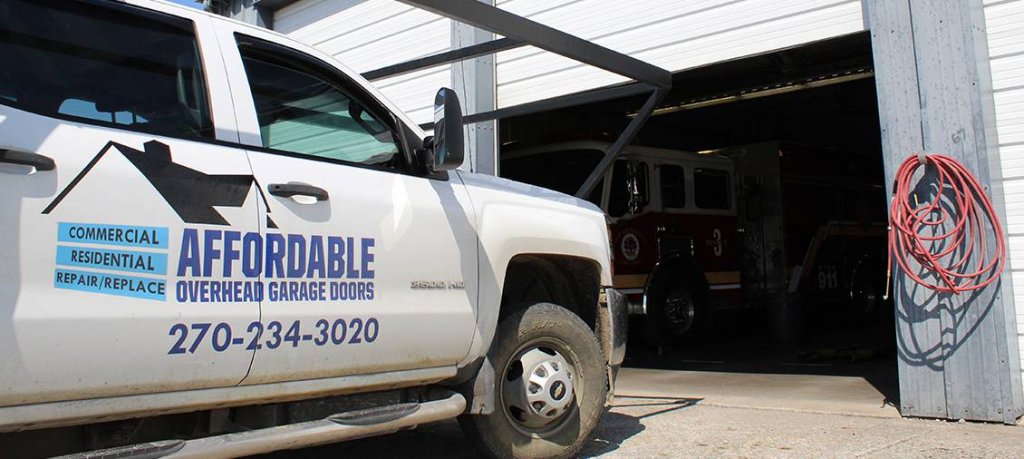 Affordable Overhead Garage Door truck sideways